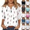 Women's Stand Collar 3/4 Sleeve Printed Top T-shirt