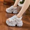 Platform Sandals Women's 2025 Summer New Heightening Shoes Fashionable Hollow Outer Wear Hole Shoes Sports Wind Beach Shoes