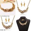Fashion Rhinestone Decoration Feather Design Women Gold Necklace And Earring Set For Casual And Travel Scenes