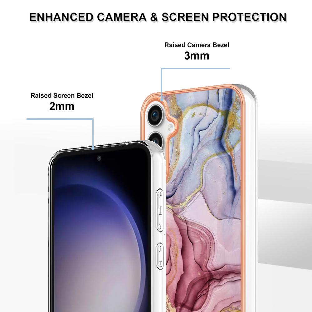 For Samsung Galaxy S24 FE TPU Case Marble Pattern 2.0mm Electroplating Phone Back Cover