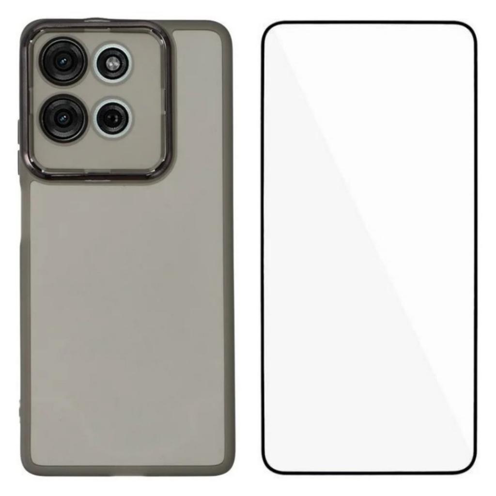 For Motorola Moto G75 5G TPU Case WANLONFENG DKSM Series Electroplated Frame Back Cover with Tempered Glass