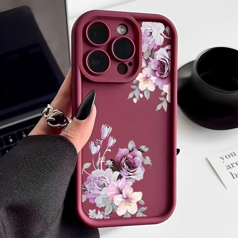 Модный чехол для телефона с цветочным узором для iPhone 16 Pro Max 15 Pro 14 Plus 13 12 11 XS 8 7, мягкая противоударная матовая задняя крышка из ТПУ