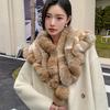 Female Winter Real Rabbit Fur Scarf Natural Warm Soft Rabbit Fur Shawl Women Fashion Outdoor Knit Real Rabbit Fur Scarves