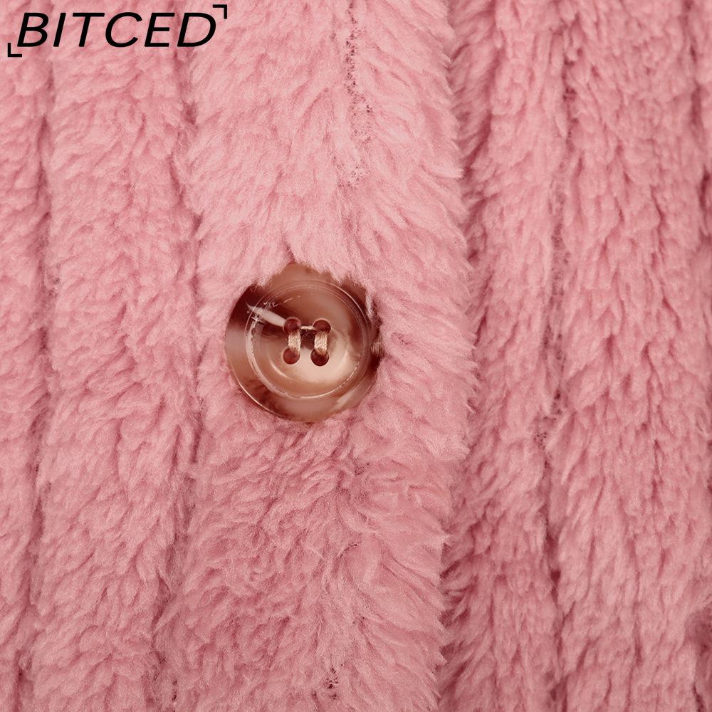 BITCED Женский кардиган из рубчатого флиса на осень/зиму с воротником, куртка короткой длины