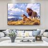 Modern Lion Canvas Art: Male & Female Lions Mural Poster for Living Room Decor