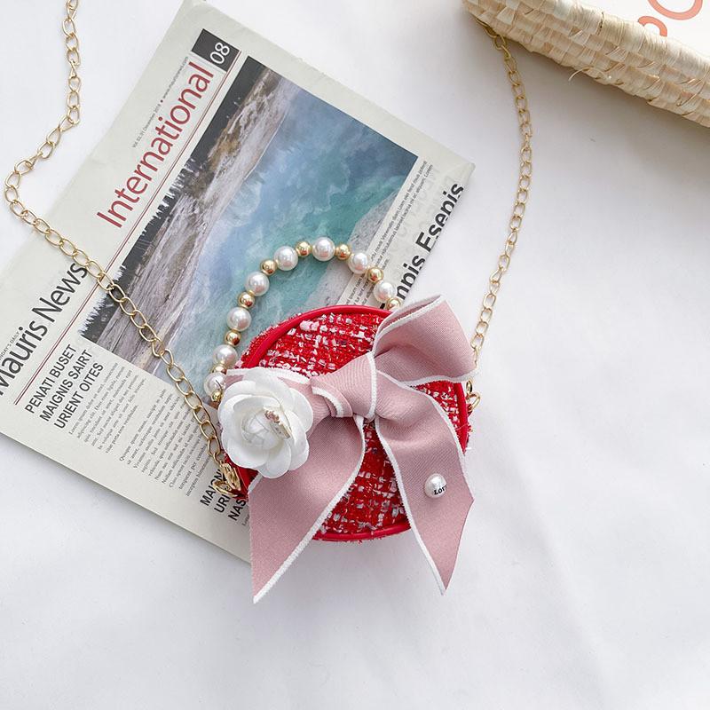 Бантик Принцесса Жемчужный Цветочный Дизайн Детский Кошелек Девочка Ручная Сумка Кроссбоди