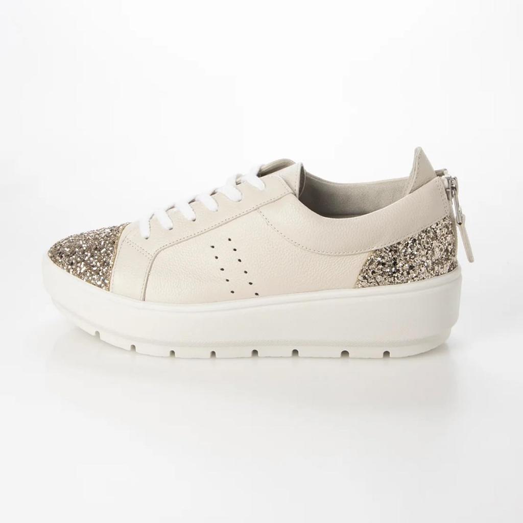 Кроссовки кожаные комбинированные кроссовки VM81693 белые золотые цвета слоновой кости см [Просмотр] Шнуровка женские 22,5