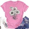 Women's Casual Round Neck Floral Print Short Sleeve T-Shirt Top