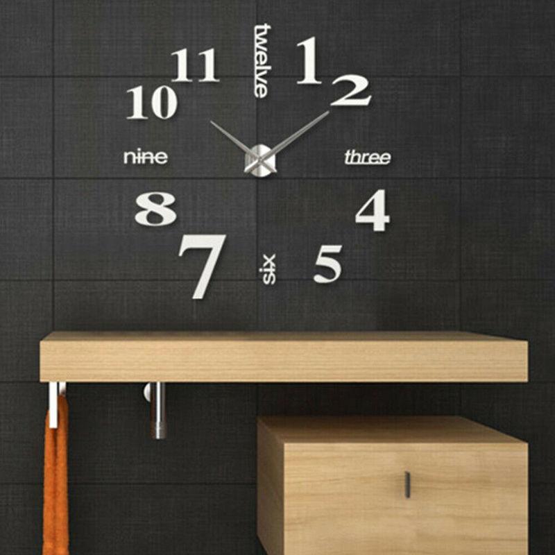 Wall Clock 3D Mirror Sticker Home Interior Design ARI