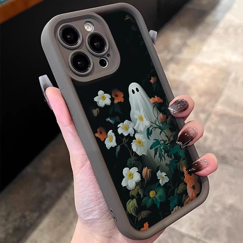 Halloween White Ghost Among Flowers Pattern Phone Case For Xiaomi 14T Pro 13 12 11 Lite 5G 14 13 13T 12T Shockproof Bumper Cover