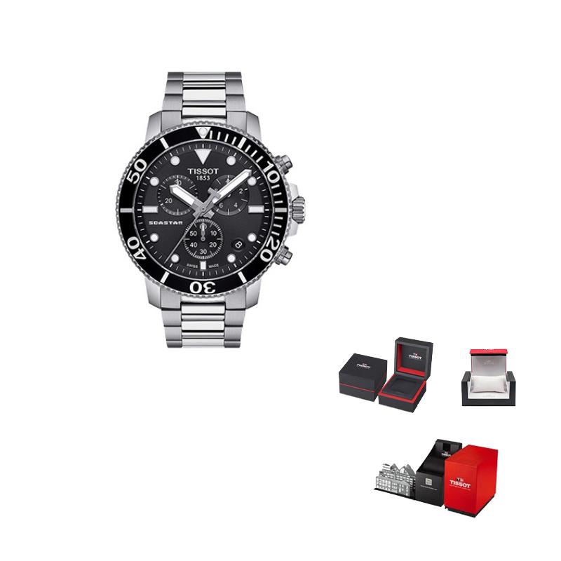 Tissot Коллекция Starfish Кварцевый механизм Мужские часы Часы 45,5 мм Черный циферблат T120.417.11.051.00