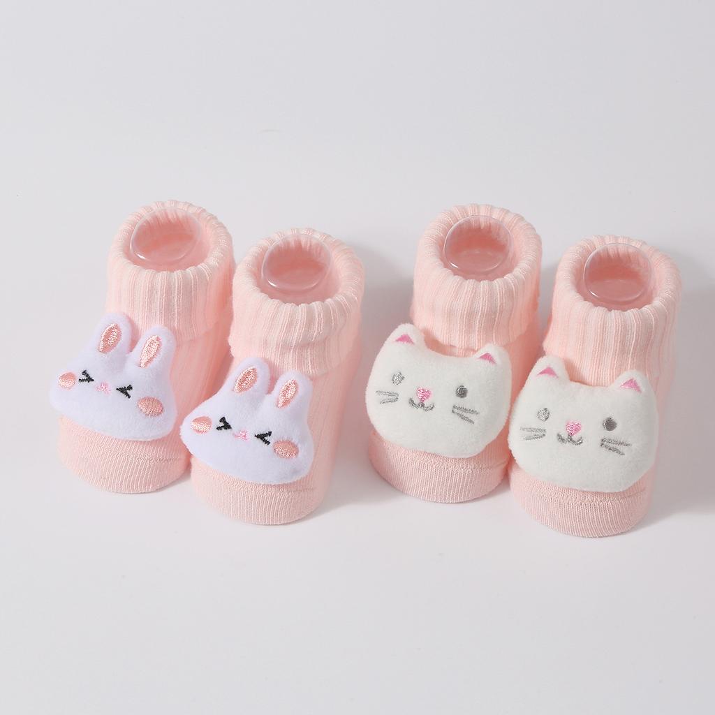 Новые Kawaii хлопковые мягкие носочки для новорожденного, носочки с мультяшными животными и 3D-куклами для девочек и мальчиков, детские розовые короткие носочки 0-6 месяцев