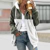 Women's Fashion Plush Zipper Long Sleeve Stitching Warm Sweater Tops Coat Winter