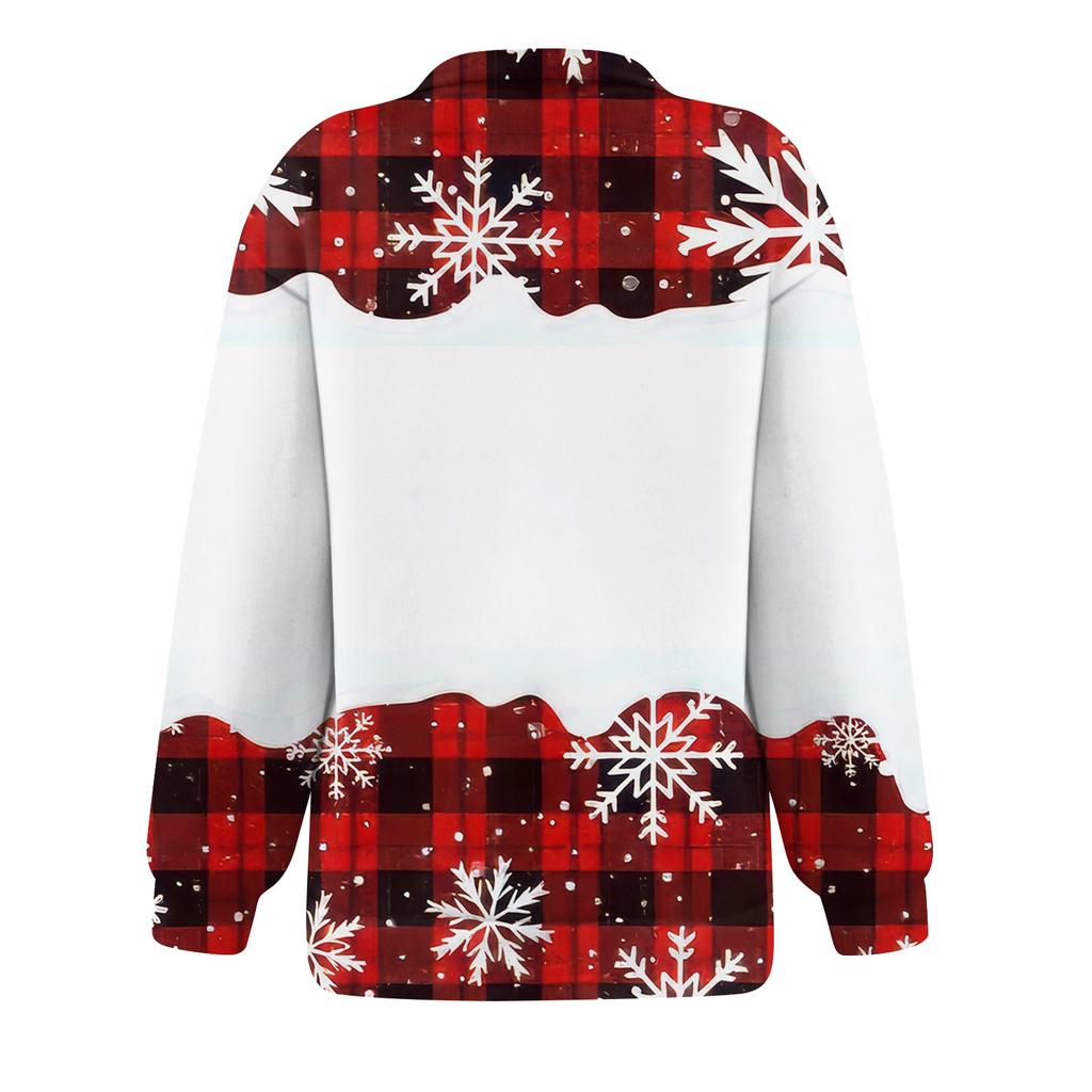 Women's Fashion Casual Long Sleeve Printed Zipper Turtleneck Drop Shoulder Sweatshirt Top