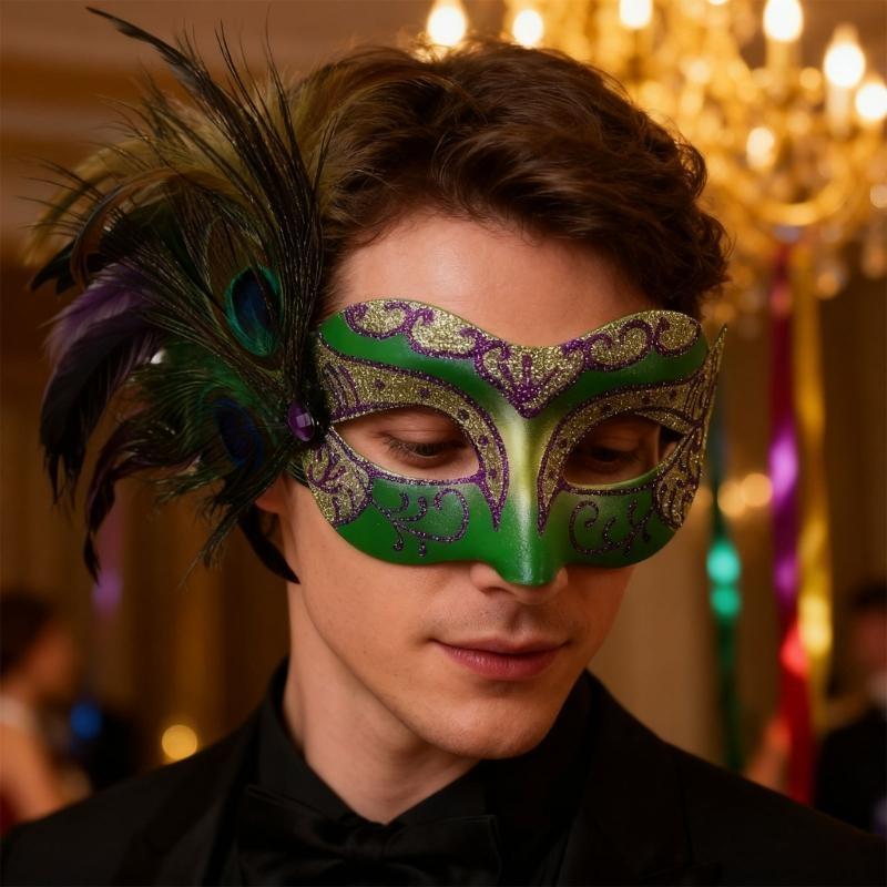 10 sets of carnival full-face mask painting kits, handheld rod-shaped bead chains, paired Sequineded spherical decorations,