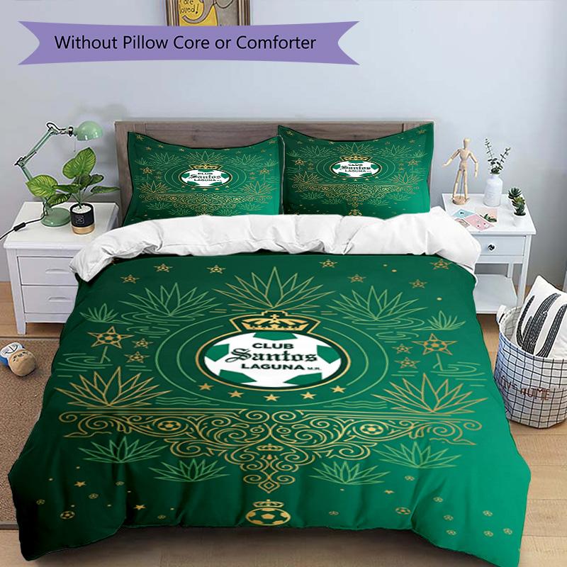 3pcs Duvet Cover Set (1*Duvet Cover + 2*Pillowcase, Without Core), Club Santos Laguna Print Bedding Set, Bedroom Decor, All‑Season, Birthday Gift