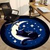 1PC Moon Cat Office Round Area Rug, Indoor Mat Suitable For Office, Under Office Chairs Bedroom Living Room Home Decor, Room Deco 206