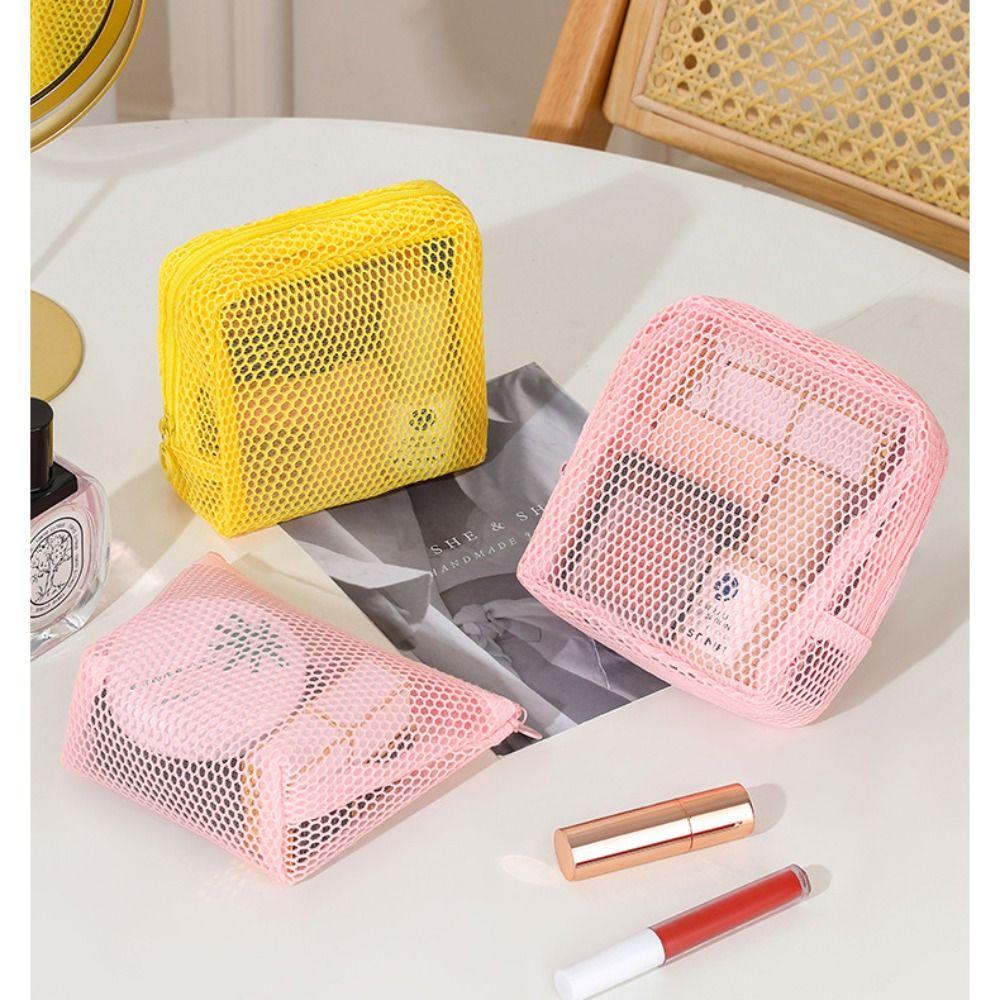 Small Capacity Lipstick Key Storage Pouch Mesh Zipper Coin Purse Portable Cosmetic Bag