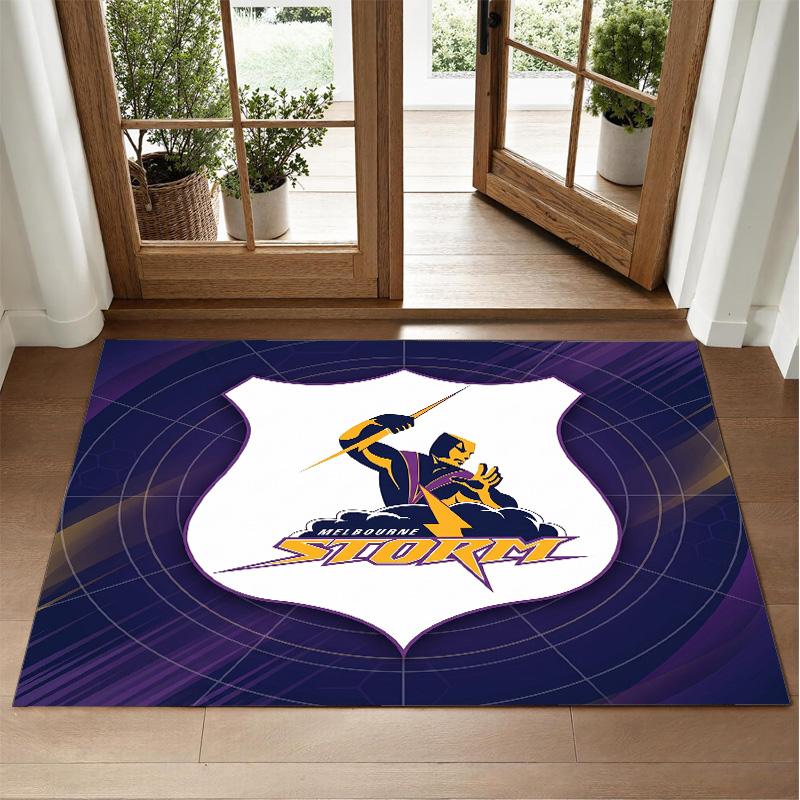 Melbourne Storm Design Crystal Velvet Rug Soft Decorative Mat for Bedroom Entrance
