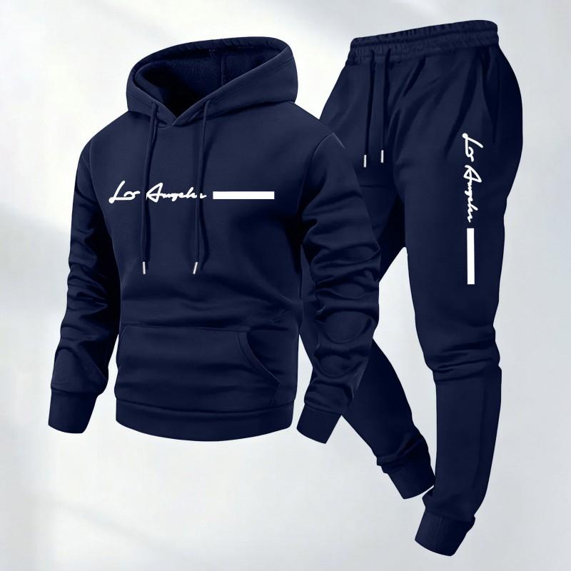 Mens Tracksuit Hooded Zip Sweatshirt Set Casual Sportswear 2 Piece Outfit