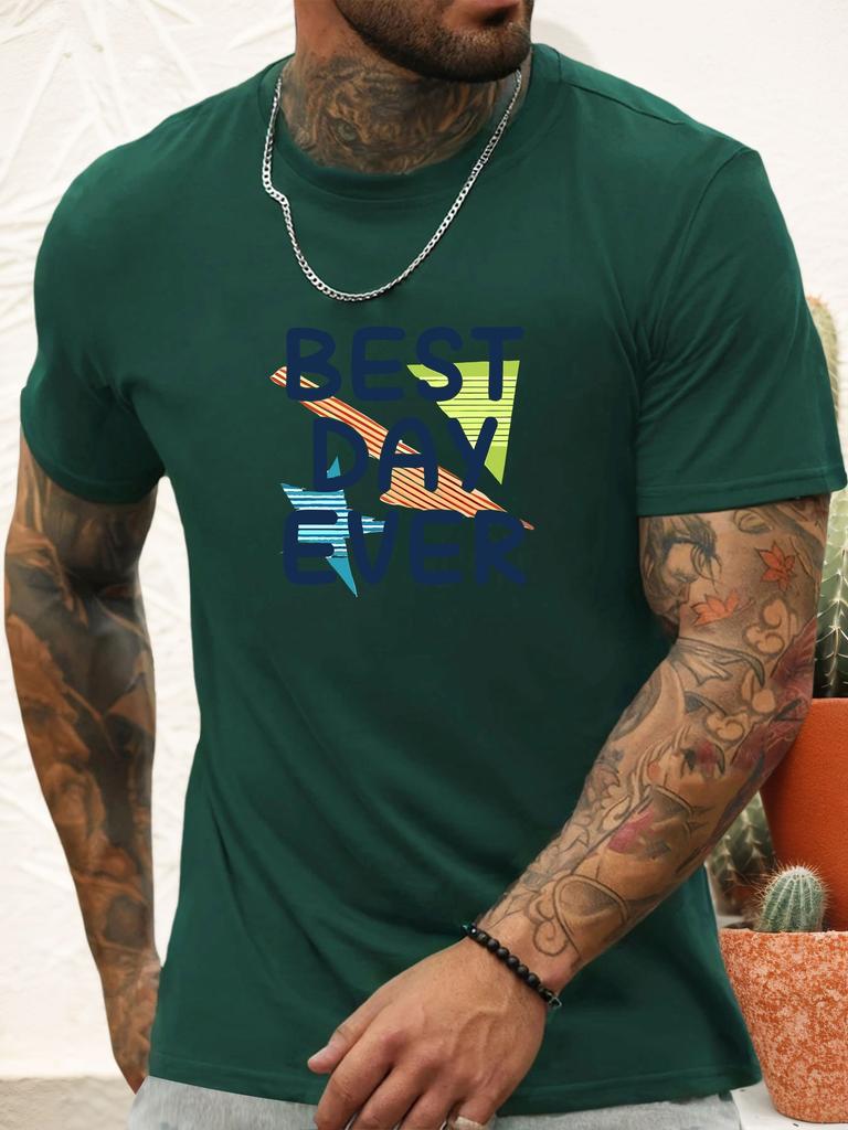 Short Sleeve TShirt BEST DAY EVER Mens 100 Cotton Pattern Printed Shirt Summer Round Neck Breathable Casual Fashion Cool Tee
