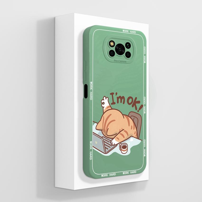 Чехол для телефона Xiaomi Poco X3 X5 X6 X7 C40 C50 C51 C55 C71 C75 Милый кот Мягкие чехлы Защита объектива Жидкий силикон Противоскользящий чехол Для корпуса Xiaomi