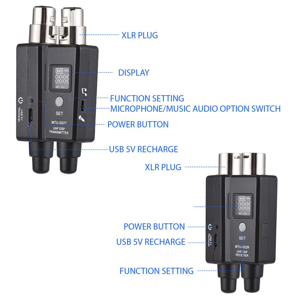 Микрофон беспроводной XLR передатчик и приемник 12 В/48 В UHF беспроводная микрофонная система для аудиомикшера