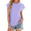 Women's Spring and Summer New Solid Colour Round Neck Loose Short Sleeve Top