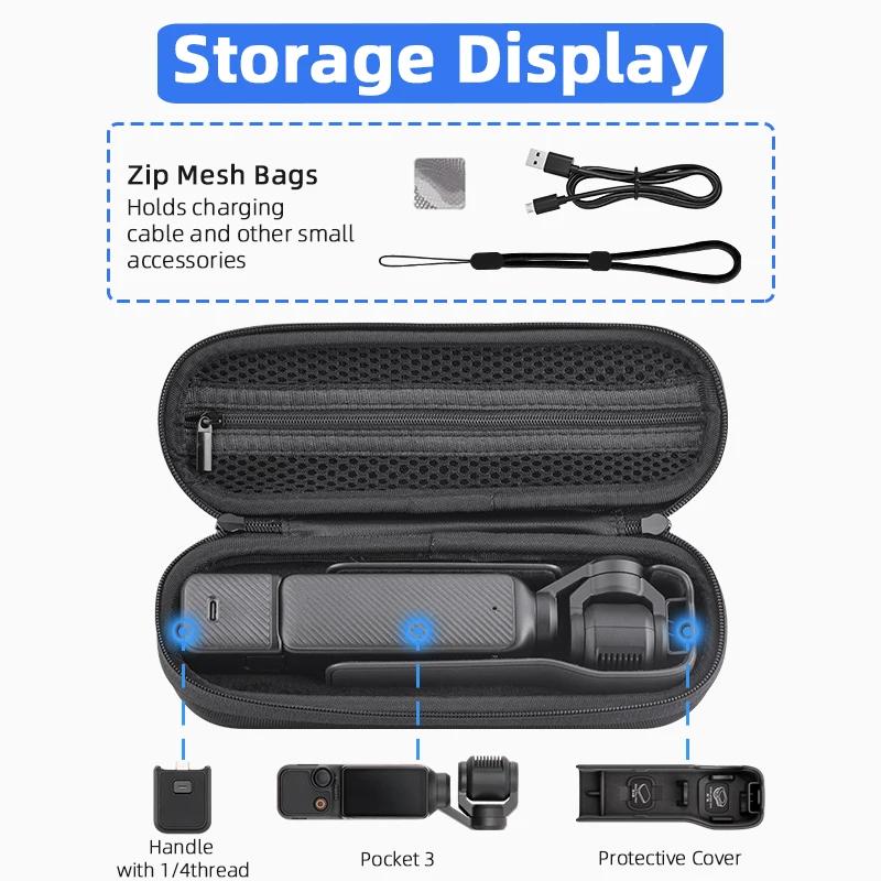 Black Nylon Portable Storage Bag for DJI Pocket 3,Soft Plush Liner Carrying Case Suitcase Camera Body Handbag Accessories