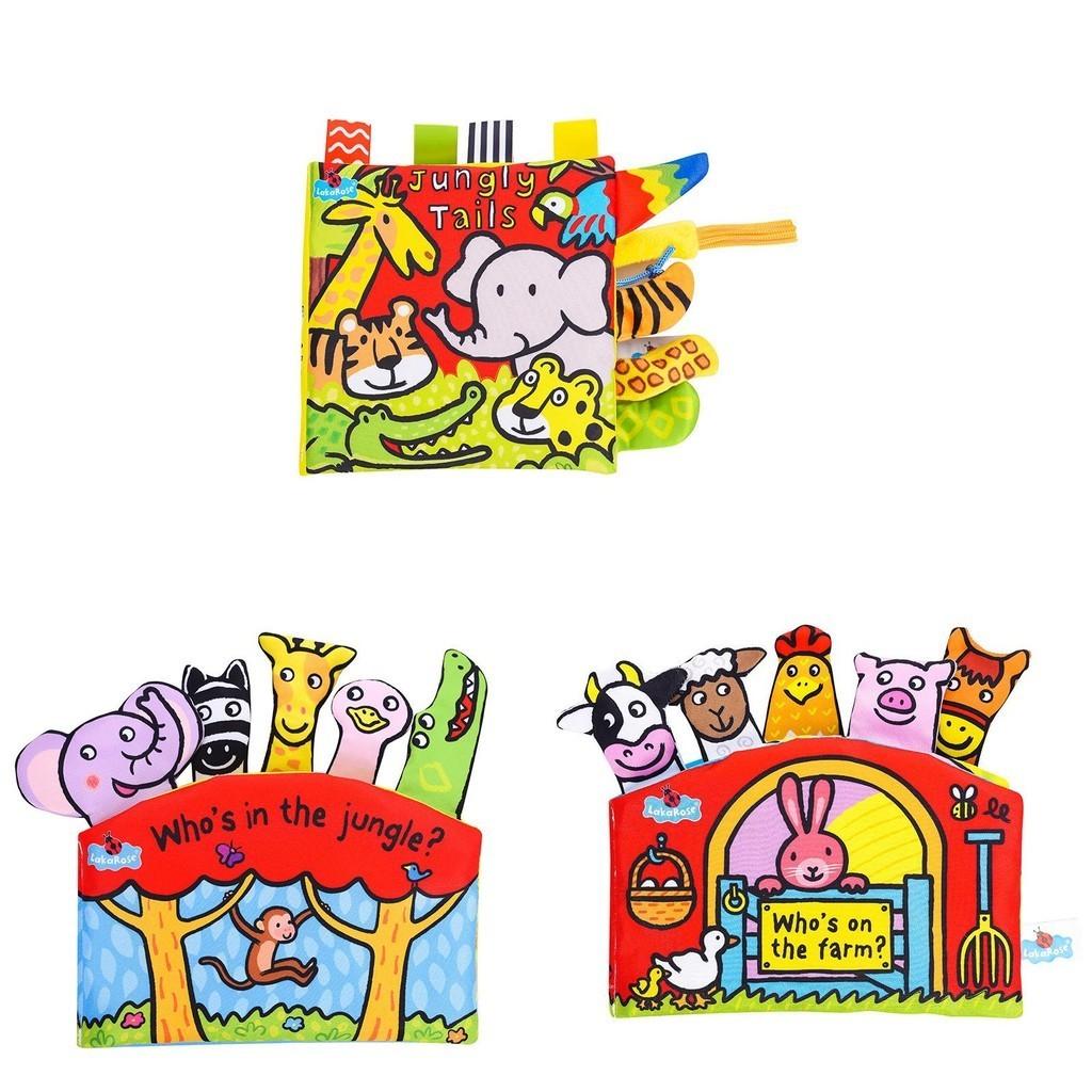 Lakarose Детская тканевая книжка с хвостиком 3D шуршащая бумага, устойчивая к разрыву, книга для раннего развития для новорожденных