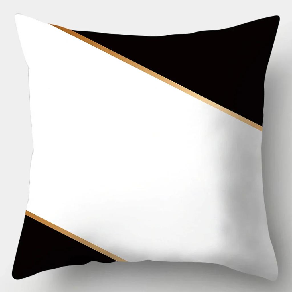 Black White Modern Style Cushion Cover 45x45cm Polyester Decorative Pillow Cover Living Room Bedroom Sofa Bed Pillow Case