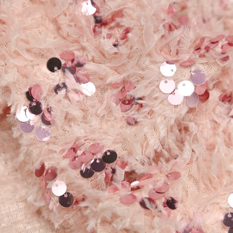 50x155см Ткань с вышивкой пайетками и бахромой из перьев для вечернего платья Креативной одежды Рукоделие DIY Шитье Кружевная вышитая ткань