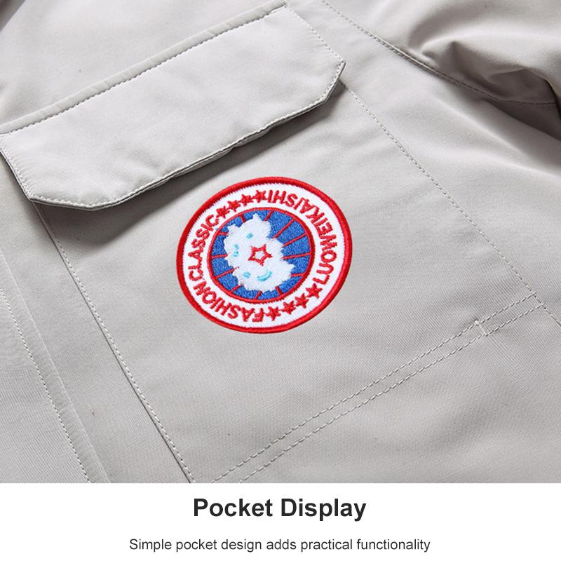 Hooded Short Down Jacket Men's Winter Trendy Workwear Top Profile Thickened White Duck Down Coats with Thick Fur Collar