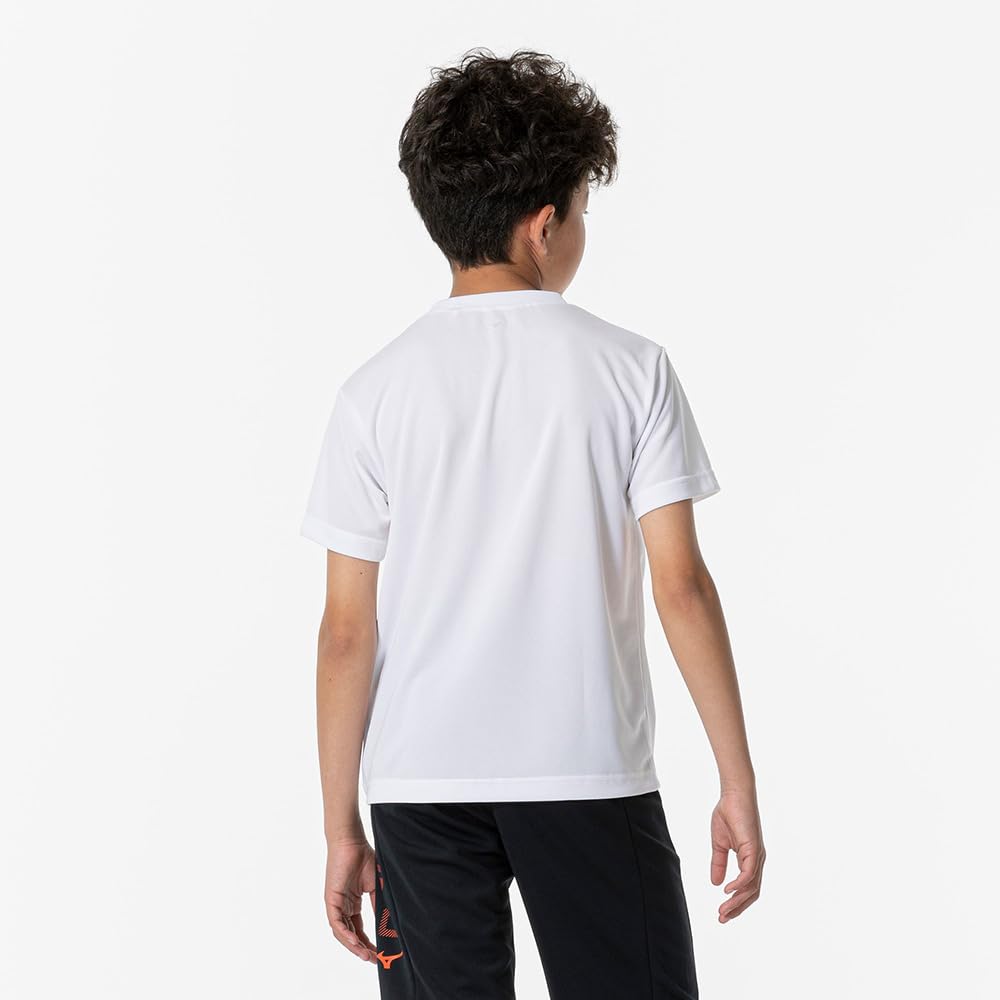 Mizuno Тренировочная футболка с коротким рукавом, размер 140, детская одежда, футболка, NaviDry, влагоотводящая, быстросохнущая, нижнее белье, бело-черная,