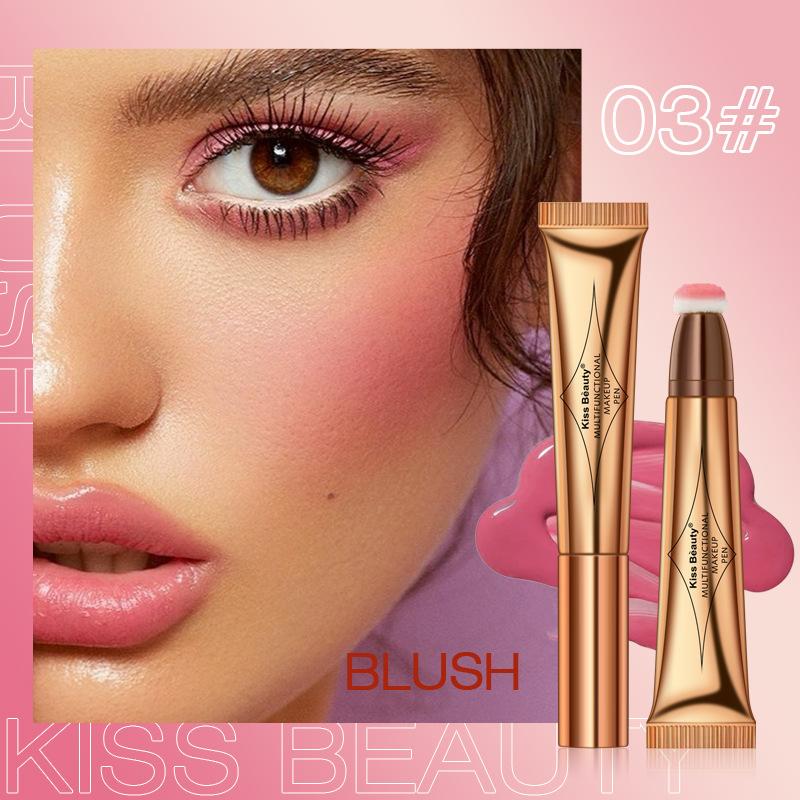 Многофункциональный макияж-ручка Kissbeauty Жидкие румяна Хайлайтер Жемчужная ручка для контуринга Мелкий глиттер Естественно осветляет лицо