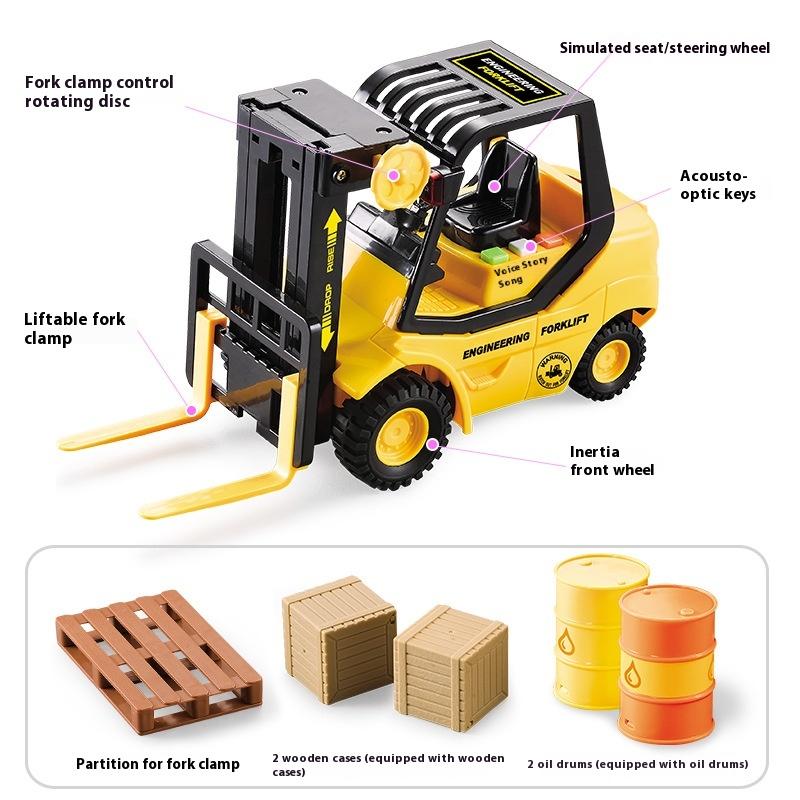 Industrial Forklift Inertia Engineering Vehicle Forklift Children's Toy Crane Crane Model Toy Flatbed Trailer
