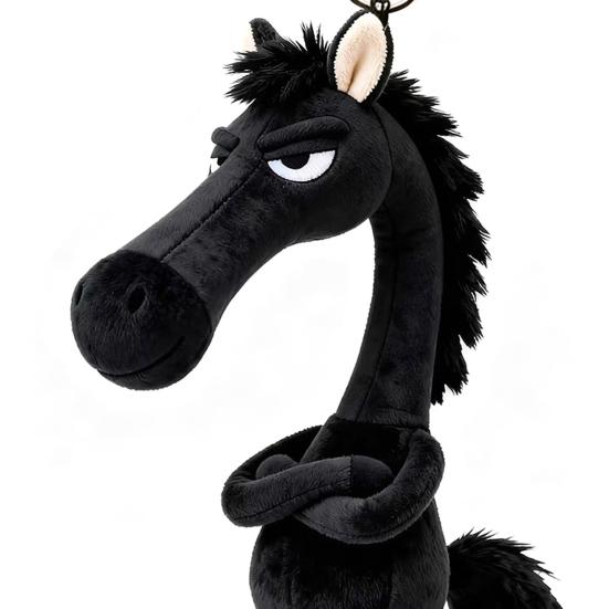 Плюшевый брелок в виде лошади, мягкая крутая подвеска в виде черной лошади, талисман 2026 года Лошади, украшение для сумки, рюкзака, кошелька, сумочки