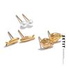Милый набор мини-серег-гвоздиков с жемчугом в виде ракушек и рыбок, с покрытием из 16-каратного золота и платины, для повседневной носки, модная водонепроницаемая бижутерия, рекомендуем