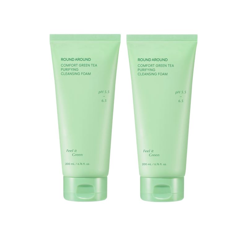 Round Around Comfort Green Tea Mildly Acidic Cleansing Foam 200ml Double Limited Edition