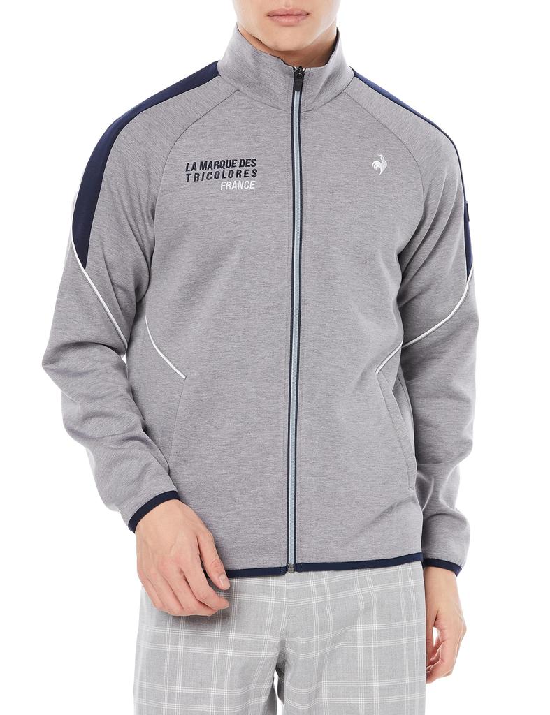 Coq Sportif Полная молния, разрезанный и сшитый картонный трикотажный свитер, удобный, впитывающий пот, гольф QGMWJL51 GY00 LL [Le Golf] [Stretch Forcer] Мужской (Серый)