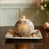 Round Spherical Candle Holder Wood Wooden Candle Holder Decorative Candlestick Gift