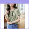 Tshirt Summer Casual Cotton Blend With Color Blocking Design Forwomen