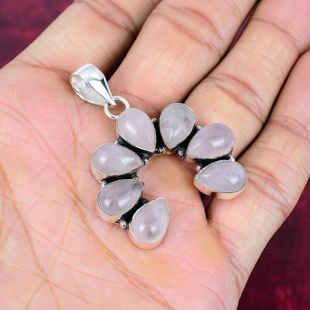 Ювелирные изделия из розового кварца, кулон из стерлингового серебра 925 пробы, ювелирные изделия ручной работы с драгоценными камнями, подарки для жены, абсолютно новый кулон