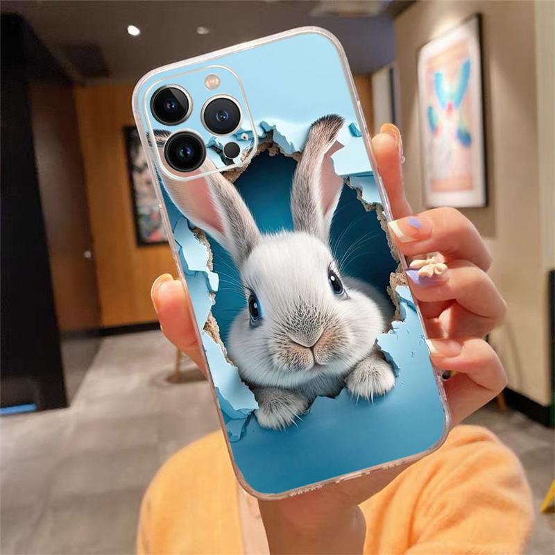 Phone Case For iphone 17 Pro Max Air 16 15 14 13 Pro Max 15 16 Pro 15Plus Rabbit Bunny Animal Shell Case Funda