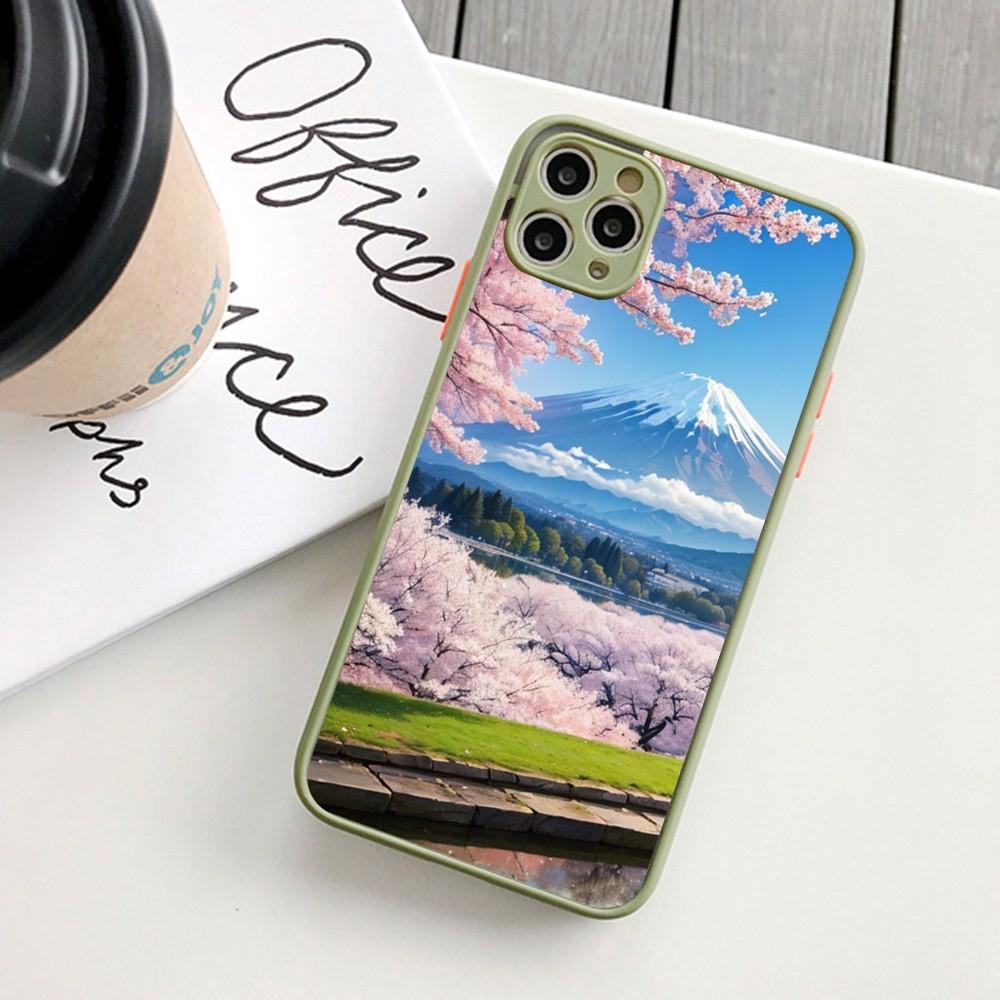 Japanese Landscape Phone Case For IPhone 14 11 12 13 Mini Pro Max 8 7 Plus X XR XS MAX Translucent Matte Cover