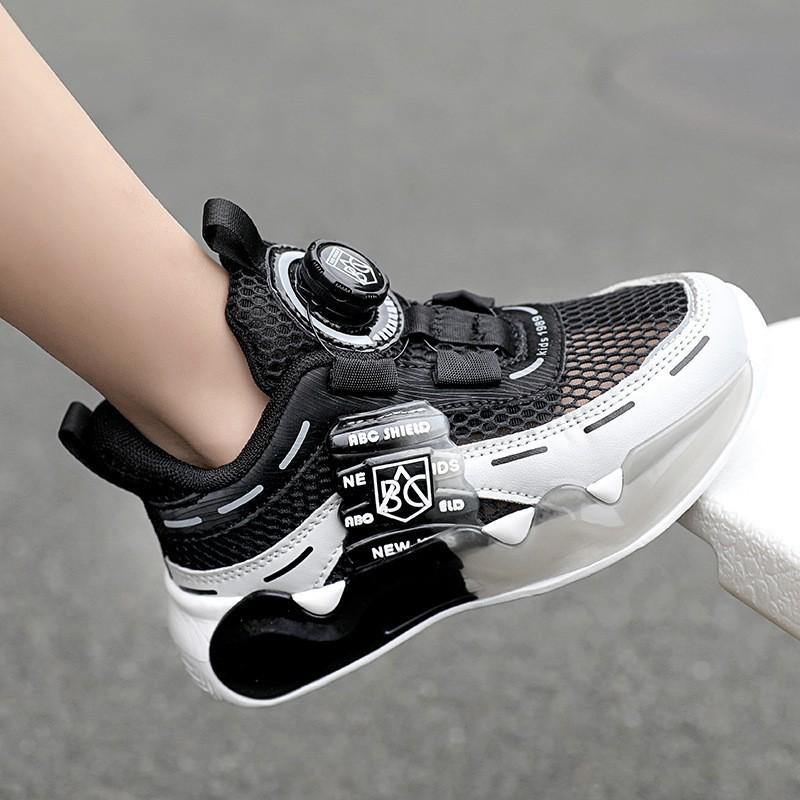 Youth style shoes Kids Breathable Mesh Running Shoes With Rotating Buckle Lightweight Sport Sneakers Boys Girls