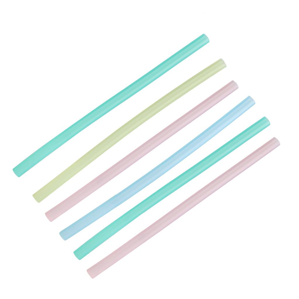 6pcs Silicone Soft Reusable Drinking Straws Flexible Straws for Over 6 Months Old Children