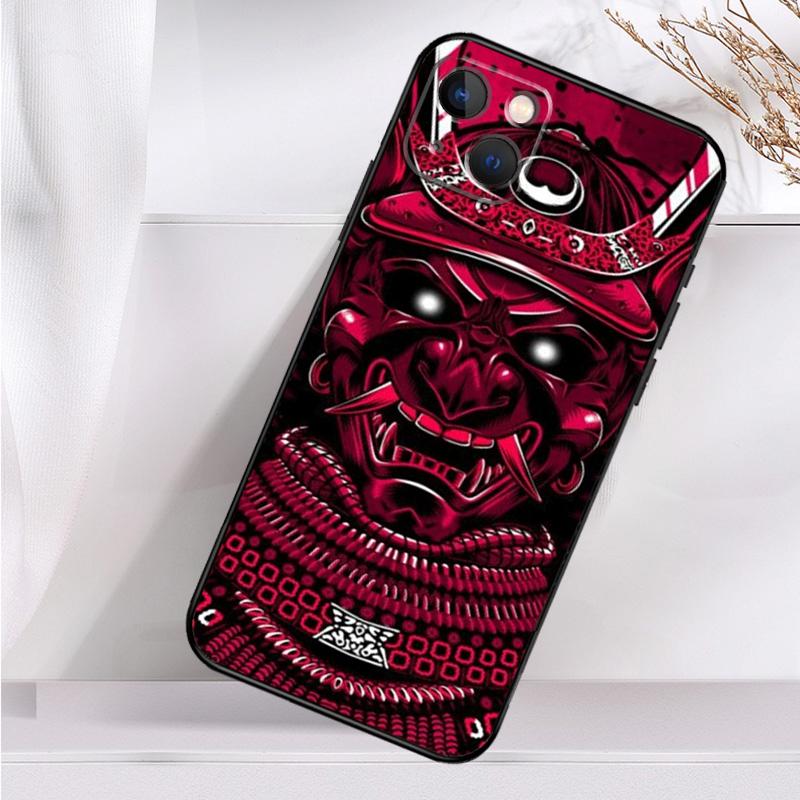 Samurai Mask Demon Case For iPhone 14 13 12 11 16 15 Pro Max Mini Cover X XR XS 8 7 14 16 15 Plus Accessories