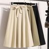 2025 Весна Женские Новые Юбки Винтаж Свободные Эластичные Плиссированные Элегантные Длинные Юбки Плюс Размер Высокая Талия