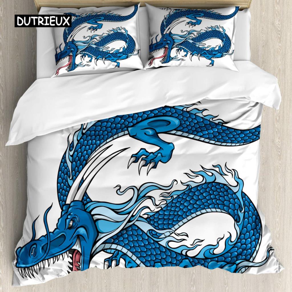 Пододеяльник Fantasy Рыцарь Дон Кихот Лошадь на Драконьей Долине Средневековое Изображение Печать Двуспальный Королевский Размер Полиэстеровый стеганый чехол